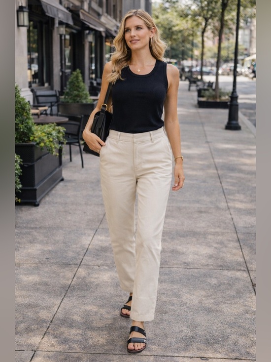 Theory Pants - ✨ Theory Cream Chinos Straight Leg | Luxe Minimalist Neutral Pant |Workwear Chic